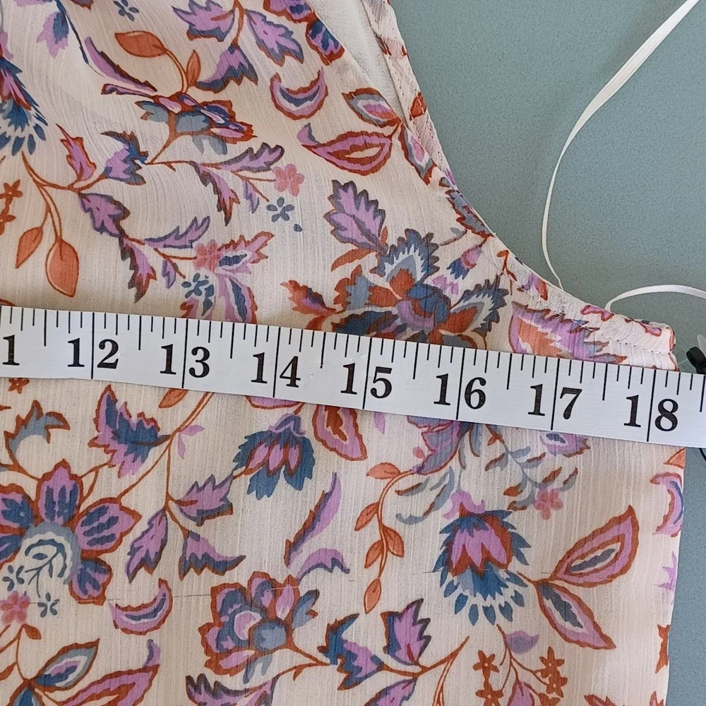 1.STATE Womens Floral Paisley Halter Tie Neck Blouse Cream Purple Blue Small NWT - Picture 3 of 10